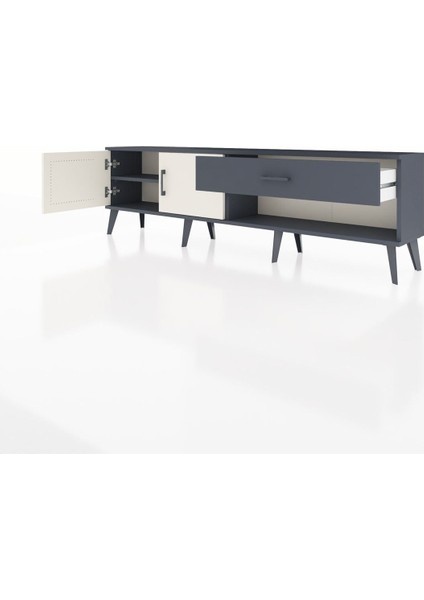 Arges Tv Ünitesi Tek Raflı Tek Çekmeceli 2 Kapaklı 176X30X51 Antrasit-Aytaşı/antrasit modelleri