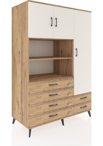 Kronos Dolap 9 Raflı 6 Çekmeceli 3 Kapaklı 132X59X195 Çam-Aytaşı/çam fiyatları