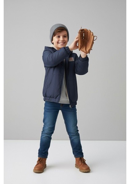 Classic Peluş Astarlı Fermuarlı Unisex Çocuk mevsimlik mont - Lacivert fiyatları