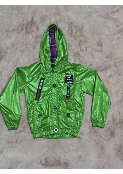 2-8 Yaş Arası Erkek Çocuk Kapşonlu Astarlı Mont Yağmurluk Bennetton Yeşil