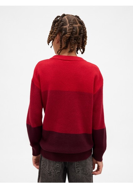 Erkek Çocuk Kırmızı Cashsoft Relaxed Bisiklet Yaka Kazak fırsatları