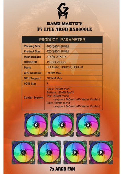 F7 Lite Argb RX6600LE Ryzen 7 5700X Cpu 16GB Ddr4 Ram 512GB M.2 SSD RX6600LE 8gb 7x Fanlı Gaming Pc fırsatları