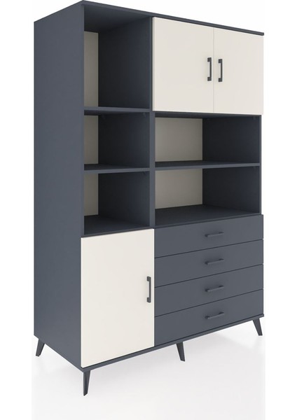 Kronos Dolap 8 Raflı 4 Çekmeceli 3 Kapaklı 132X59X195 Antrasit-Aytaşı/antrasit fiyatları