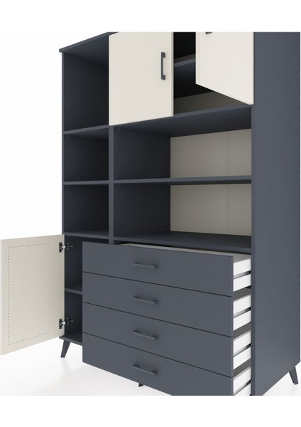 Kronos Dolap 8 Raflı 4 Çekmeceli 3 Kapaklı 132X59X195 Antrasit-Aytaşı/antrasit fırsatları