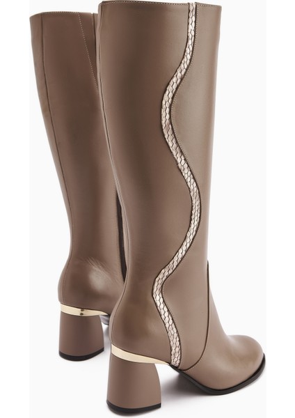 Kaylin Hakiki Deri Vizon Yılan Desenli Detaylı Kadın Topuklu Çizme fırsatları