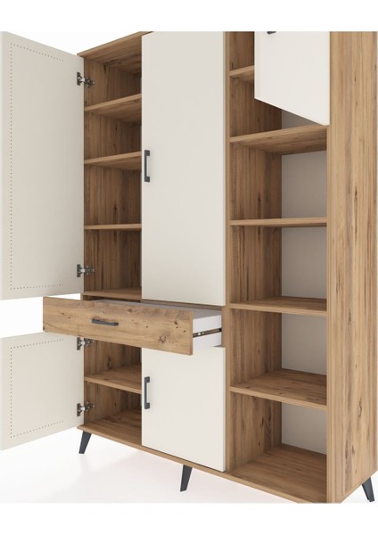 Hyperion Dolap 10 Raflı Tek Çekmeceli 5 Kapaklı 132X44X195 Çam-Aytaşı/çam fırsatları