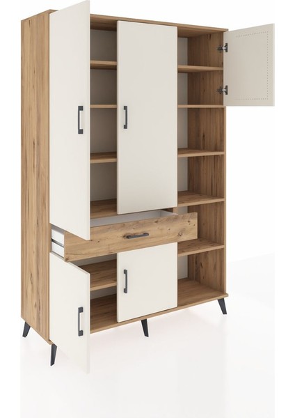 Hyperion Dolap 10 Raflı Tek Çekmeceli 5 Kapaklı 132X44X195 Çam-Aytaşı/çam indirimleri