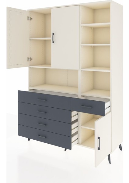 Hyperion Dolap 8 Raflı 5 Çekmeceli 3 Kapaklı 132X44X195 Aytaşı-Aytaşı/antrasit modelleri