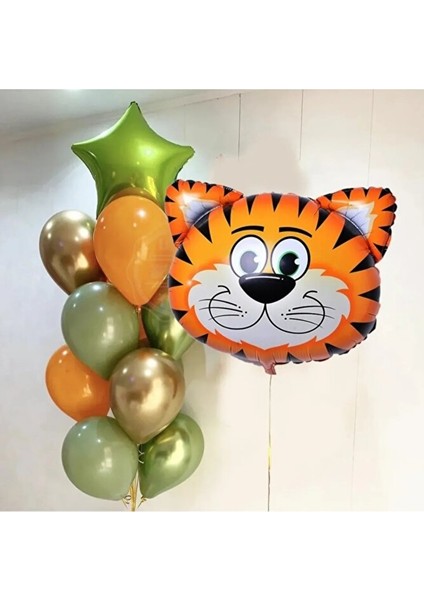 Safari Doğum Günü Partisi Kaplan Kafa Konsepti - Yaş Günü Balon Seti