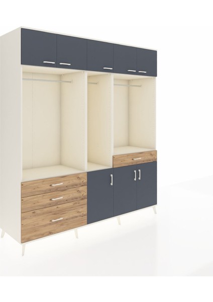 Kronos Dolap 8 Raflı 4 Çekmeceli 3 Askılı 220X59X243 Aytaşı-Antrasit/çam fiyatları