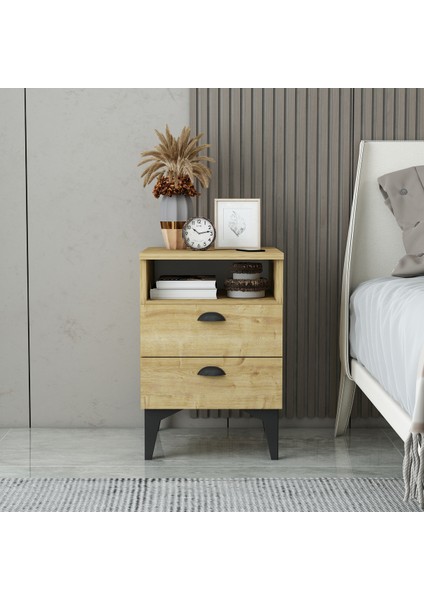 Afra Çift Çekmeceli Raflı Komodin fiyatları