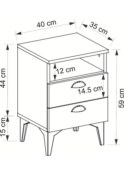 Afra Çift Çekmeceli Raflı Komodin indirimleri