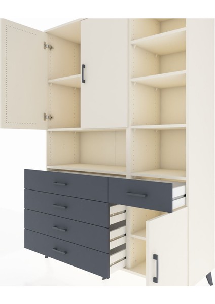 Hyperion Dolap 8 Raflı 5 Çekmeceli 3 Kapaklı 132X44X195 Aytaşı-Aytaşı/antrasit fırsatları