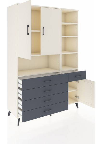 Hyperion Dolap 8 Raflı 5 Çekmeceli 3 Kapaklı 132X44X195 Aytaşı-Aytaşı/antrasit indirimleri