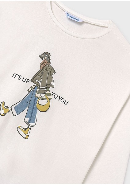 10-16 Yaş Arası Uzun Kollu T-Shırt - Krem