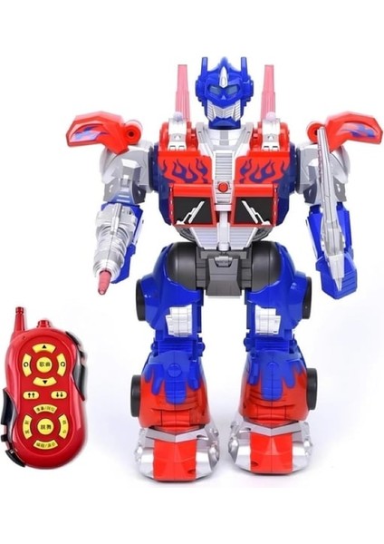 Uzaktan Kumandalı Disk Atan Sesli Işıklı Dev Optimus Prime Robot 40 cm
