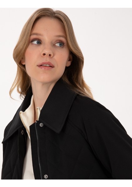 Kadın Siyah Regular Fit Kaban 50313891-VR046 fiyatları
