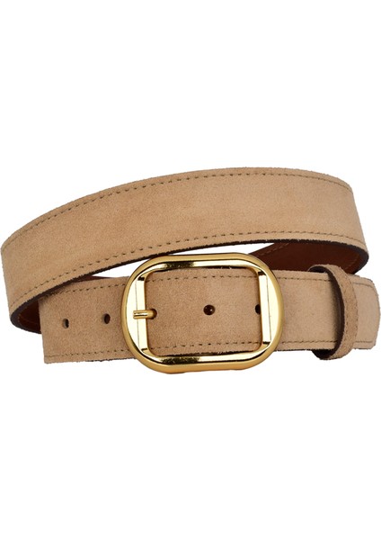 %100 Hakiki Deri, Gold Tokalı 4 cm Açık Sarı Süet Kadın Kemeri; Kot, Spor Kemer=süet.44.sarı fırsatları