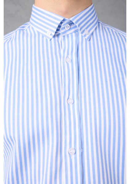 Çizgili Pamuk Likralı Slim Fit Erkek Gömlek modelleri