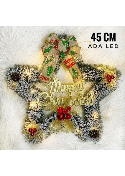 45 cm LED Işıklı Yılbaşı Kapı Süsü | Noel Kapı Süsü Çelengi | Işıklı Yılbaşı Dekoru fiyatları
