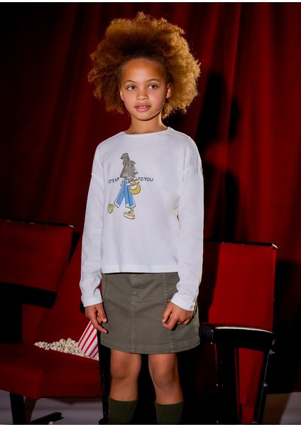 10-16 Yaş Arası Uzun Kollu T-Shırt - Krem modelleri