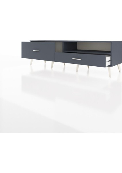 Hyperion Tv Ünitesi Tek Raflı 2 Çekmeceli 176X44X51 Antrasit-Antrasit/antrasit modelleri