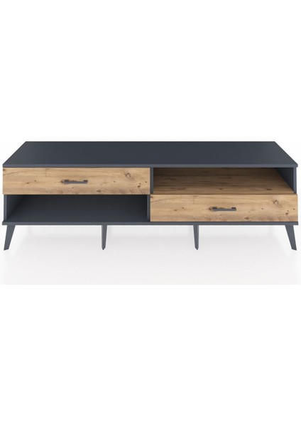 Hyperion Tv Ünitesi Tek Raflı 2 Çekmeceli 176X44X51 Antrasit-Çam/çam