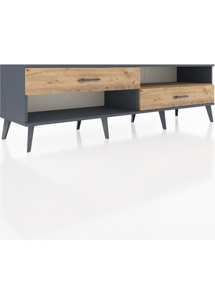 Hyperion Tv Ünitesi Tek Raflı 2 Çekmeceli 176X44X51 Antrasit-Çam/çam fiyatları