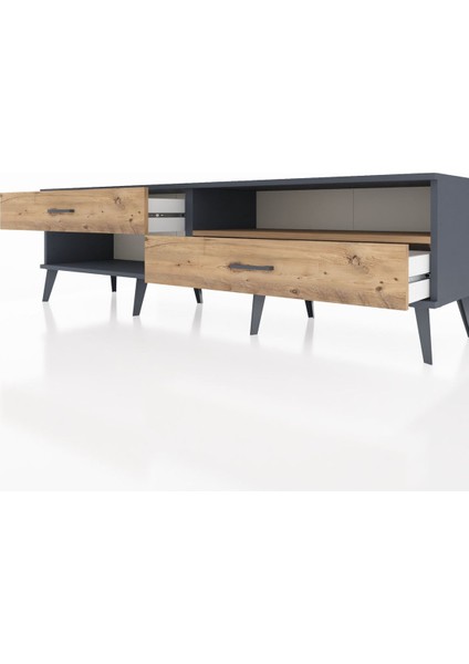 Hyperion Tv Ünitesi Tek Raflı 2 Çekmeceli 176X44X51 Antrasit-Çam/çam fırsatları