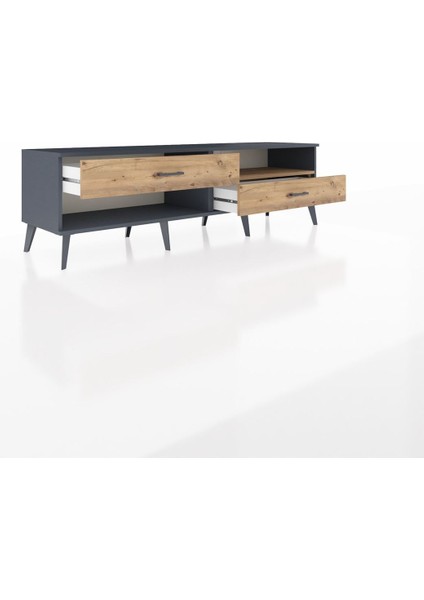 Hyperion Tv Ünitesi Tek Raflı 2 Çekmeceli 176X44X51 Antrasit-Çam/çam indirimleri