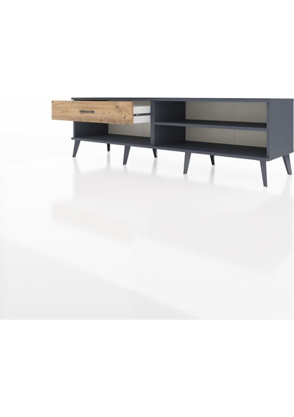 Hyperion Tv Ünitesi Tek Raflı Tek Çekmeceli 176X44X51 Antrasit-Antrasit/çam modelleri