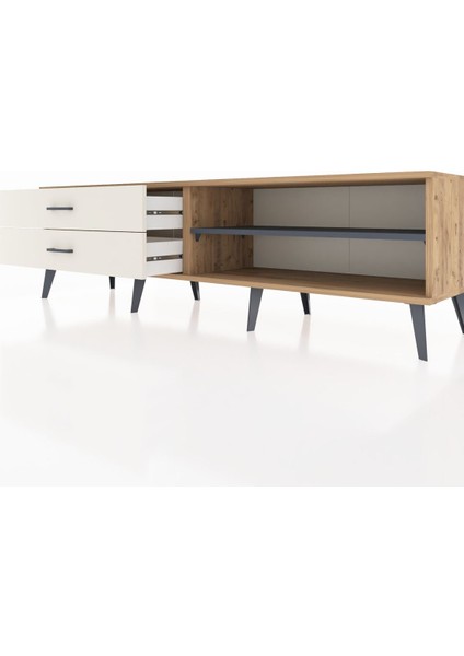 Hyperion Tv Ünitesi Tek Raflı 2 Çekmeceli 176X44X51 Çam-Antrasit/aytaşı fırsatları