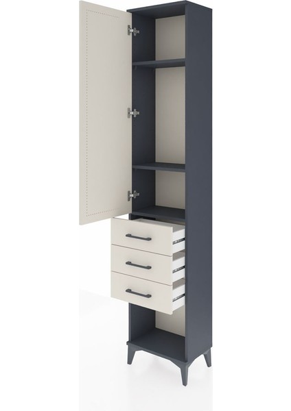 Arges Dolap 3 Raflı 3 Çekmeceli Tek Kapaklı 44X30X221 Antrasit-Aytaşı fırsatları