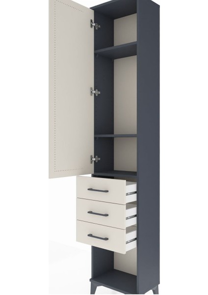 Arges Dolap 3 Raflı 3 Çekmeceli Tek Kapaklı 44X30X221 Antrasit-Aytaşı indirimleri