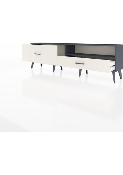 Arges Tv Ünitesi Tek Raflı 2 Çekmeceli 176X30X51 Antrasit-Antrasit/aytaşı modelleri