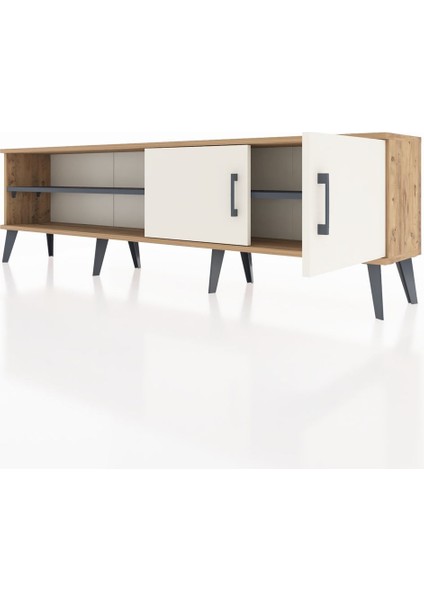 Arges Tv Ünitesi 2 Raflı 2 Kapaklı 176X30X51 Çam-Aytaşı/antrasit fırsatları