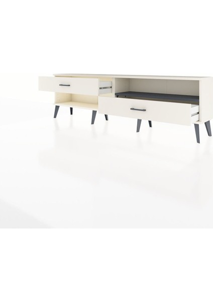 Arges Tv Ünitesi Tek Raflı 2 Çekmeceli 176X30X51 Aytaşı-Antrasit/aytaşı modelleri