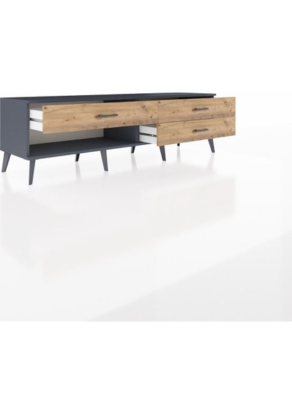 Hyperion Tv Ünitesi 3 Çekmeceli 176X44X51 Antrasit-Antrasit/çam indirimleri