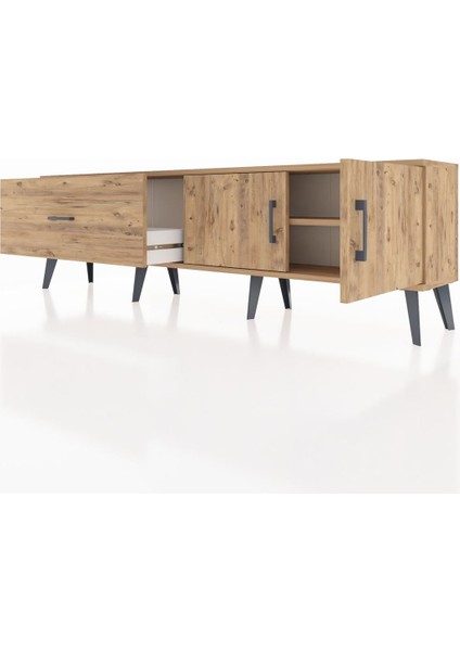Arges Tv Ünitesi Tek Raflı Tek Çekmeceli 2 Kapaklı 176X30X51 Çam-Çam/çam fırsatları