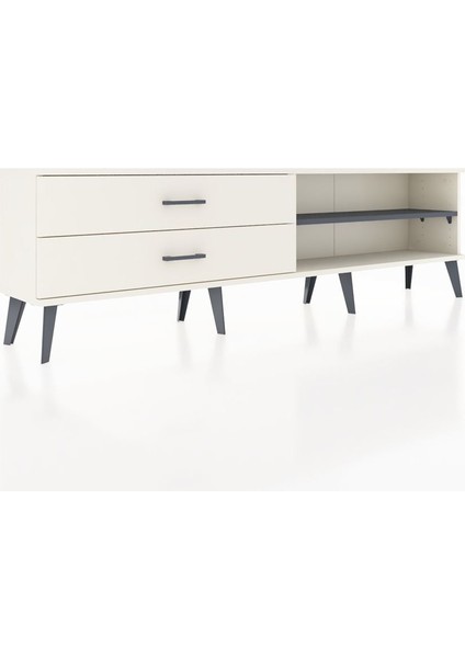 Arges Tv Ünitesi Tek Raflı 2 Çekmeceli 176X30X51 Aytaşı-Antrasit/aytaşı fiyatları