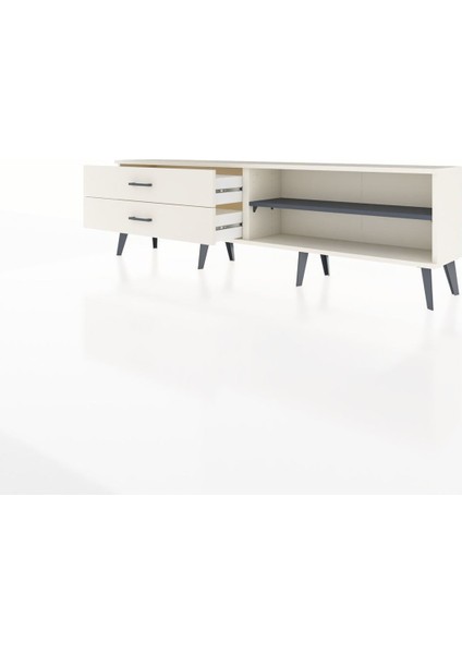 Arges Tv Ünitesi Tek Raflı 2 Çekmeceli 176X30X51 Aytaşı-Antrasit/aytaşı modelleri