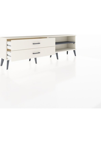 Arges Tv Ünitesi Tek Raflı 2 Çekmeceli 176X30X51 Aytaşı-Antrasit/aytaşı indirimleri