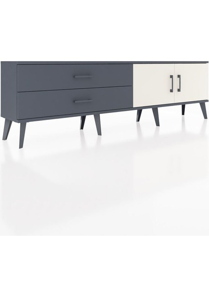 Arges Tv Ünitesi Tek Raflı 2 Çekmeceli 2 Kapaklı 176X30X51 Antrasit-Aytaşı/antrasit fiyatları