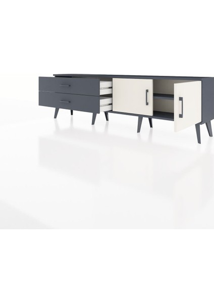 Arges Tv Ünitesi Tek Raflı 2 Çekmeceli 2 Kapaklı 176X30X51 Antrasit-Aytaşı/antrasit modelleri