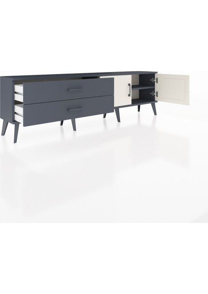 Arges Tv Ünitesi Tek Raflı 2 Çekmeceli 2 Kapaklı 176X30X51 Antrasit-Aytaşı/antrasit indirimleri