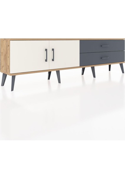 Arges Tv Ünitesi Tek Raflı 2 Çekmeceli 2 Kapaklı 176X30X51 Çam-Aytaşı/antrasit fiyatları