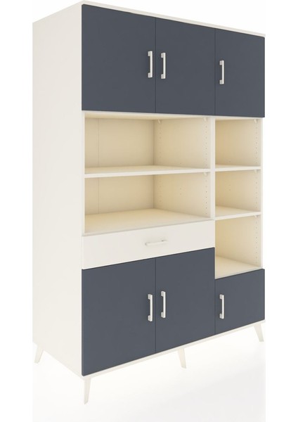 Kronos Dolap 10 Raflı Tek Çekmeceli 6 Kapaklı 132X59X195 Aytaşı-Antrasit/aytaşı fiyatları