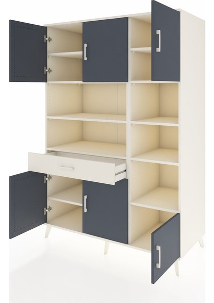 Kronos Dolap 10 Raflı Tek Çekmeceli 6 Kapaklı 132X59X195 Aytaşı-Antrasit/aytaşı modelleri