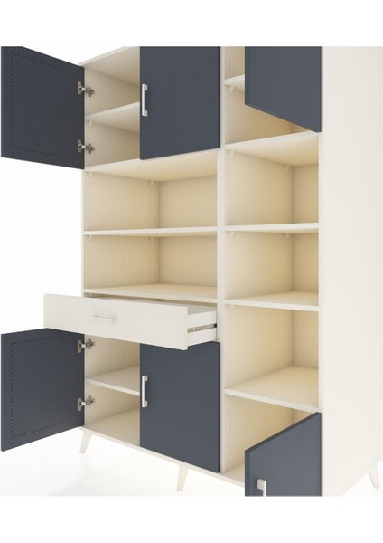 Kronos Dolap 10 Raflı Tek Çekmeceli 6 Kapaklı 132X59X195 Aytaşı-Antrasit/aytaşı fırsatları