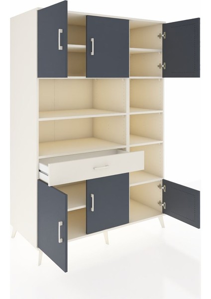 Kronos Dolap 10 Raflı Tek Çekmeceli 6 Kapaklı 132X59X195 Aytaşı-Antrasit/aytaşı indirimleri